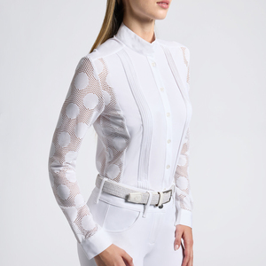 High Quality 4way Stretch Horse Riding <b>Equestrian</b> Shirt Top Base Layer Competition Show Shirt Polo in Soft Feel Technical Fabric - Product Image 4