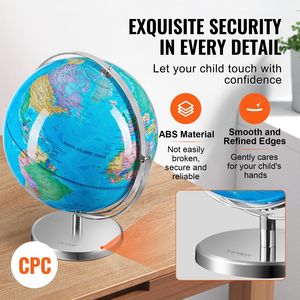 Lighting 13 \ "World Globe Stand LED per la luce notturna della costellazione HD stampato mappa stabile in metallo pesante per il globo di classe - Product Image 5
