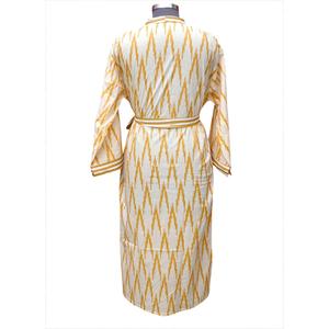 Kimono à imprimé floral peint à la main, 100% coton, col en V, fermeture à ceinture, robe longue, poche, vêtements décontractés pour la maison, été, hiver, printemps - Product Image 6