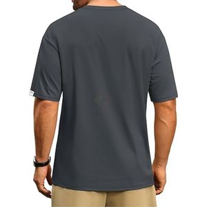 Camiseta de Hombre Gris Carbón con Hombros Caídos, Oversize, Lisa, Mezcla de Algodón, Fabricante de Ropa con Etiqueta Personalizada - Product Image 2