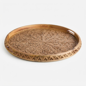 Wholesale Farmhouse Wooden Beaded Tray Brown Wood <b>Riser</b> Decorative Rectangular Serving Platter For Coffee <b>Table</b> Home Decor - Product Image 5