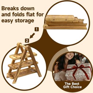 Decorative Wooden <b>Egg</b> Display Stand 3 Layer Triangle <b>Egg</b> Holder for Countertop - Unique Farmhouse Kitchen <b>Storage</b> Gift Idea - Product Image 3