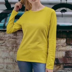 <b>Yellow</b> O-Neck Long Sleeve Slim Fit Ladies <b>T</b>-<b>Shirt</b> Woven Eco-Friendly Polyester Soft Anti-Pilling Casual Summer Thumb Hole 220g - Product Image 3