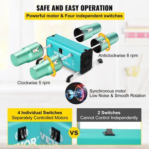 Giratore per 4 tazze a 2 velocità, kit macchina rotante per bicchieri multipli con 4 bracci rimovibili e regolabili, motore silenzioso, per artigianato in alluminio e resina - Product Image 3