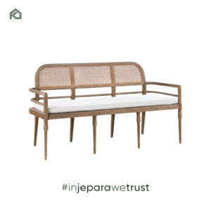 Chaise-banc en teck massif au design moderne, tressée en rotin naturel, écologique, pour hôtel, appartement, salle à manger, parc - Sania - Product Image 3