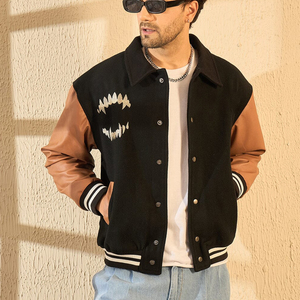 Vestes de baseball universitaires tendance pour l'extérieur, avec fermeture à boutons pression et poches, doublure en polyester, coupe classique - Product Image 1