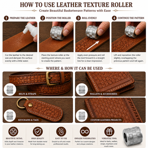 Leather Texture <b>Roller</b> for Basketweave Pattern Embossing|Premium Leathercraft Texture Wheel Tool for Belts Wallets <b>Bags</b> & Straps - Product Image 4