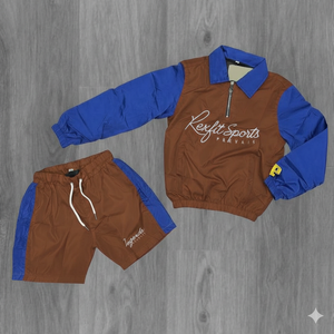 Ensemble de survêtement sportif personnalisé Rexfit en nylon, coupe-vent rose avec fermeture éclair, veste à capuche et short 100 % nylon - Product Image 4