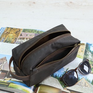 Bolsa de Aseo de Lona y Cuero, Impermeable, Organizador de Viaje, Neceser de Cosméticos, Gran Capacidad, LCTB-0053 - Product Image 1