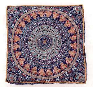 Square Cotton <b>Pillow</b> Cushion Case Animal Print Mandala Handmade Dog Bed Cover Home Decor By Indian Consigners - Product Image 3