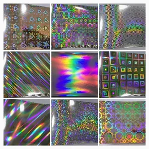 Wholesale PET Multi Pattern <b>Transparent</b> Holographic Self Adhesive Film Packaging Branding Stickers Photo Frames Decorative Craft - Product Image 1