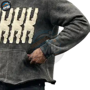 Sweats à capuche légers avec broderie effet vieilli, respirants, basiques, en mélange de coton de haute qualité, best-sellers - Product Image 2