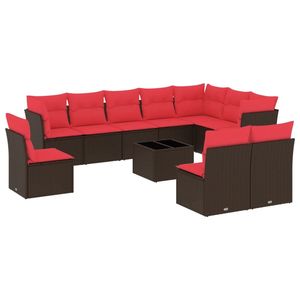 Juego de sofás de patio de ratán sintético marrón de 11 piezas con cojines, elegante colección de muebles para exteriores - Product Image 2