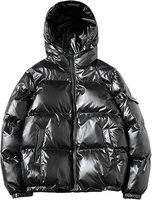 Blouson matelassé noir à capuche pour homme, imperméable, avec fermeture éclair, logo frontal, décontracté, hiver, coupe régulière, en polyester