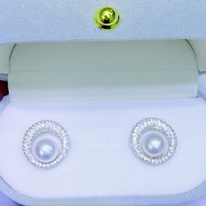 Boucles d'oreilles en argent avec perles d'eau douce Zhuji 7-8 mm, polyvalentes, élégantes, en argent pur, bijoux en perles d'eau douce - Product Image 2