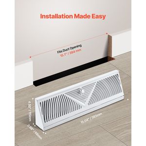 Grilles de plancher robustes en fer de 15 pouces, lot de 10, anti-rouille et anti-décapage, pour systèmes CVC, utilisables comme grilles de plinthe - Product Image 5