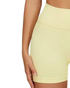 Ensemble soutien-gorge sans couture et short taille haute pour femme, jaune clair, doux, extensible, respirant, shapewear, vêtements de sport, ensemble de fitness - Product Image 6