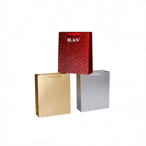 Bolsa de Regalo ILAN Talla S 18x24x8cm Diseño de Estrellas Rojo Dorado Plateado - Product Image 1