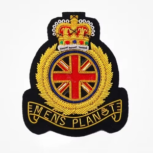 Luxury Handmade Gold Bullion Wire Embroidered Crest Patch Custom Fabric Badge OEM Wholesale Manufacturer - Product Image 1