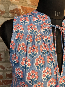 Robe longue à volants en coton imprimé à la main pour femmes, motif uni, fabriquée à partir de coton 100% durable, saison automne/été - Product Image 2