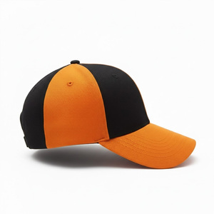 Casquette de baseball unie premium orange et noire 100 % coton réglable avec fermeture snapback pour hommes et femmes – Casquette de baseball vierge personnalisable en gros - Product Image 2