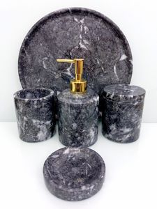 Luxury Marble Bathroom Accessories <b>Set</b> Modern <b>Soap</b> Dispenser Toothbrush Holder Vanity Organizer Home Decor Collection - Product Image 2