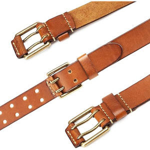 Cinturón Casual de Cuero Vacuno Genuino Reversible Marrón Cognac de 3.5cm de Ancho con Hebilla de Acero Ajustable - Duradero e Impermeable - Product Image 4
