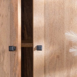 Vandana Amber Detail Large <b>sideboard</b> in natural mango wood with glass doors Maestro 200 cm - Product Image 5