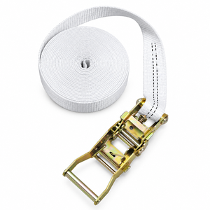Sangle d'arrimage à cliquet en polyester blanc de 38 mm, haute résistance, avec boucle en acier, longueur personnalisable pour l'arrimage de marchandises sur camion - Product Image 5