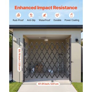 Puerta de Seguridad Plegable de Acero Tipo Acordeón, 7.25 pies de Alto x 7.8 pies de Ancho, Flexible y Extensible para Seguridad - Product Image 2