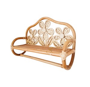 Étagère murale en rotin floral pour chambre d'enfant, étagère flottante en osier tressé à la main avec porte-vêtements suspendu - Product Image 2