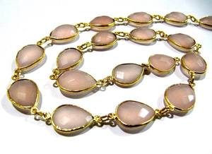Conector de Cadena con Bisel en Forma de Pera de Calcedonia Rosa Natural de 10x15 mm - Product Image 6