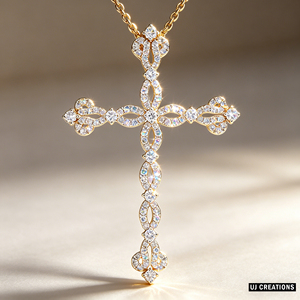 CUSTOM SILVER 10K/14K/18K GOLD PLATED LAB GROWN CVD DIAMOND CLASSIC ENGAGEMENT <b>GIFT</b> SWEATER CHAIN NECKLACE CROSS PENDANT - Product Image 1