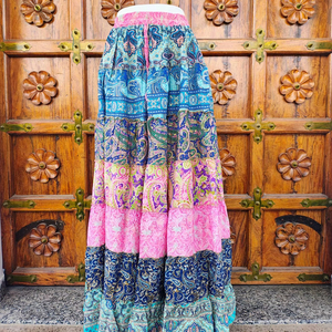 Women's Floor-Length Satin Silk Bohemian Eco-Friendly Breathable High Elastic <b>Patchwork</b> Print Multi Color ODM Summer Wear - Product Image 1