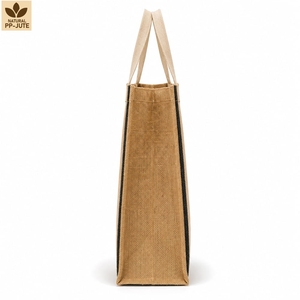 Bolsa de Compras de Yute Laminada con PP, Impresión Personalizada, 36x40x15 cm, Asas de Algodón con Diseño a Cuadros, Exportador Mayorista OEM ODM - Product Image 3