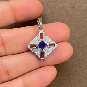 Trendy Wholesale Rhaya Jewels Sterling Silver Rhodium Plated Square Shaped Amethyst Cz Solitaire Pendant Handmade Minimalist - Product Image 3