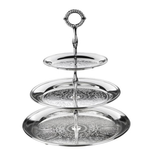 Stainless Steel Silver Polished Rectangle <b>Glass</b> <b>Cake</b> Platter With Floral Cutout Design Silver Tone Metal Base <b>Cake</b> <b>Stand</b> - Product Image 6