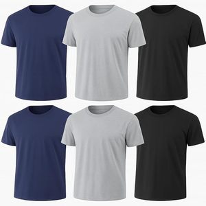 T-shirt court à col en V pour homme, en polyester/coton, imprimé en sérigraphie, anti-rides, écologique, respirant, léger, séchage rapide - Product Image 3