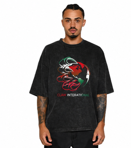 T-shirt en coton tricoté 100 % personnalisé pour homme, 250 g/m², poids lourd, délavé à l'acide, style vintage uni, streetwear unisexe, coupe classique - Product Image 1