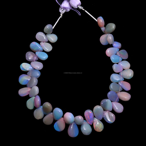 Perles en opale éthiopienne naturelle de qualité supérieure, lisses, en forme de poire, violettes, faites à la main, pour la fabrication de bijoux, bracelets et colliers - Product Image 1