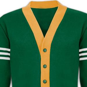 Men's Green And Beige Knitted V-Neck <b>Cardigan</b> Full Sleeve Button Closure Autumn Style Solid Color <b>Sweater</b> - Product Image 4