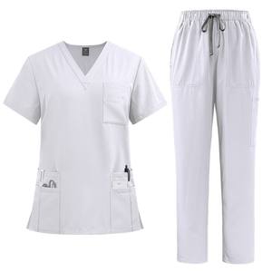 Wholesale Medical <b>Scrub</b> <b>Sets</b> Women 4-Way Stretch V-neck Nurse Uniform Dental Clinic Hospital Workwear <b>Scrub</b> Tops and Cargo Pants - Product Image 4