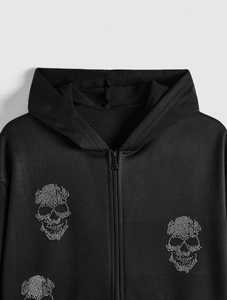 Sweat à capuche streetwear pour homme, hiver, en polaire épaisse, doublé, écologique, avec strass, logo personnalisé, respirant, haute qualité, 100% coton - Product Image 6
