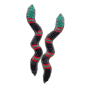 Vintage Snake Beaded Earrings for Women Patriotic Orange White Blue Colour for Wedding & <b>Memorial</b> Day - Product Image 1