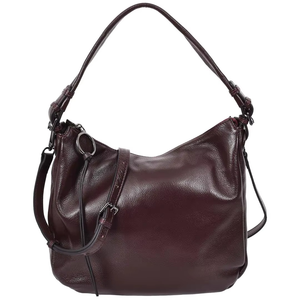 Bolso de Hombro de Cuero Genuino Estilo Vintage para Mujer, Bolso Tipo Hobo Color Borgoña, Bolso Cruzado Informal con Dos Correas y Cierre - Product Image 1