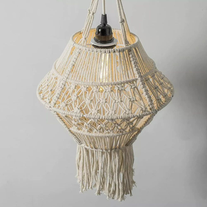 Farol Bohemio de Macramé Dorado con Marco de Hierro, Decoración Colgante Hecha a Mano para el Hogar, Sala de Estar y Decoración de Eventos - Product Image 3