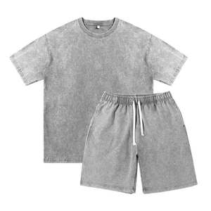 Conjunto de verano moderno con camiseta y pantalones cortos, tacto de algodón suave, ajuste flexible, ideal para deportes, gimnasio y moda diaria. - Product Image 5