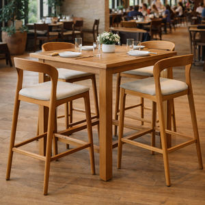 Taburete de Bar Elegante de Madera de Teca Sólida y Duradera, Estilo Escandinavo, Respaldo Curvo Japra, para Hogar, Bar o Restaurante Comercial - Product Image 6