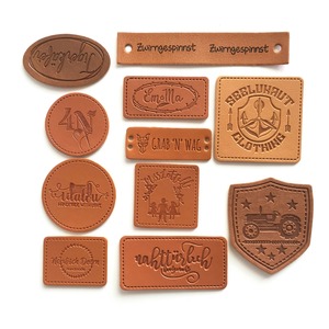 Custom Embossed Square Leather <b>Patch</b> Stitched Perimeter Genuine Leather Label Soft Suede Backing Garment Badges for Jeans <b>Jacket</b> - Product Image 6