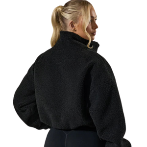 Veste décontractée d'hiver pour femme, personnalisée, surdimensionnée, en polaire Sherpa tricotée, épaisse, écologique, respirante, à séchage rapide, avec logo frontal - Product Image 2